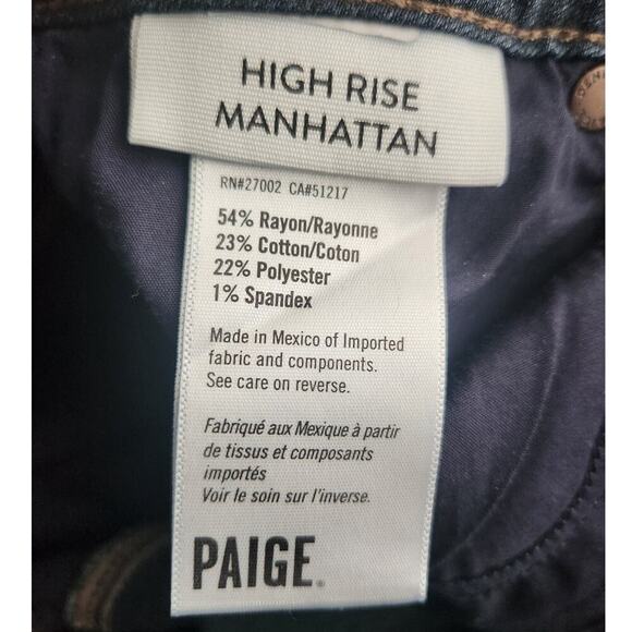 Paige Jeans Women's Sz 33" High Rise Manhattan Straight Frayed Hem Stretch - Picture 10 of 12